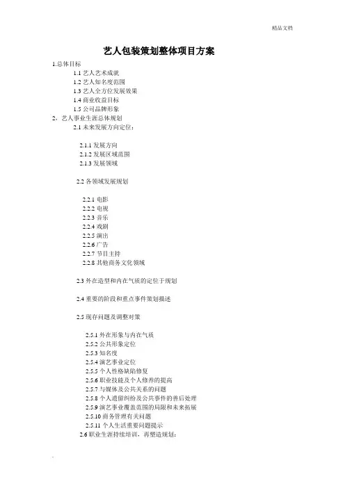 艺人包装策划整体项目方案