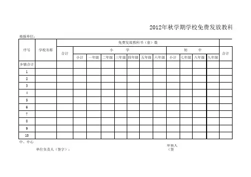 免费教科书发放统计表