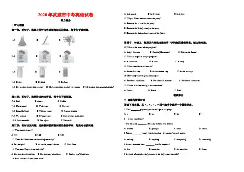 2020年武威市中考英语试卷-答案