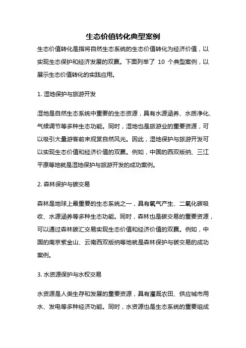 生态价值转化典型案例