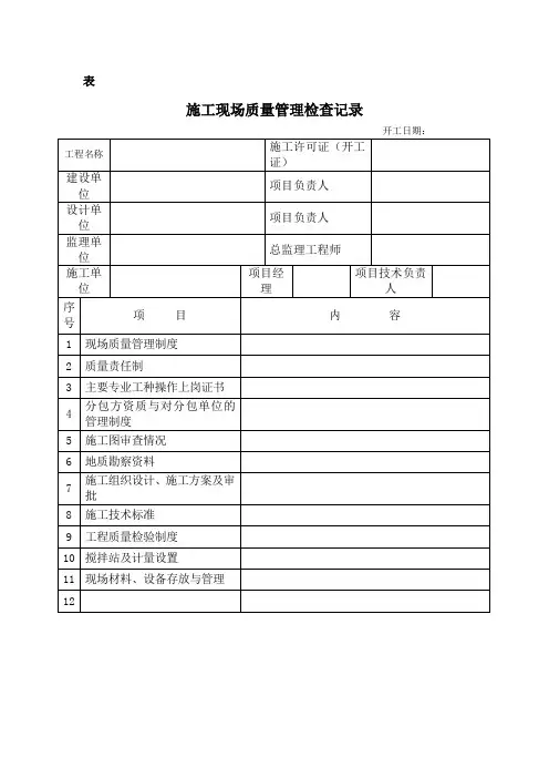 施工现场质量管理检查记录表 3