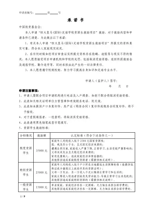 扶贫申请表
