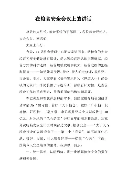 在粮食安全会议上的讲话