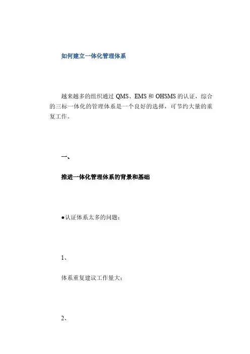 安全管理体系： 如何建立一体化管理体系