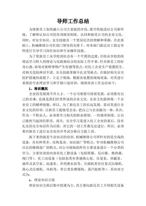 导师工作总结