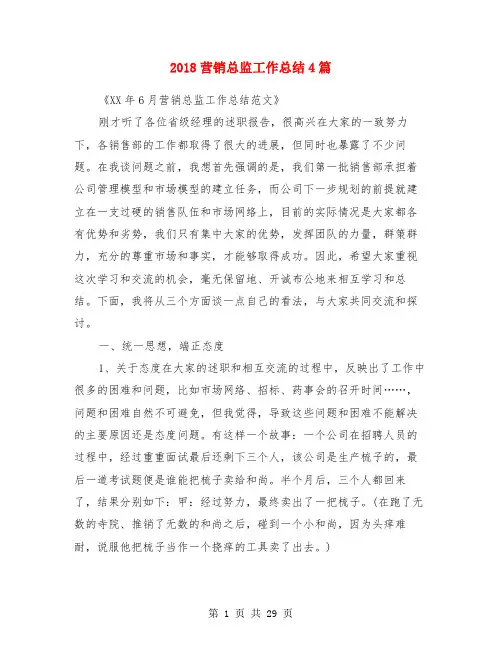 2018营销总监工作总结4篇