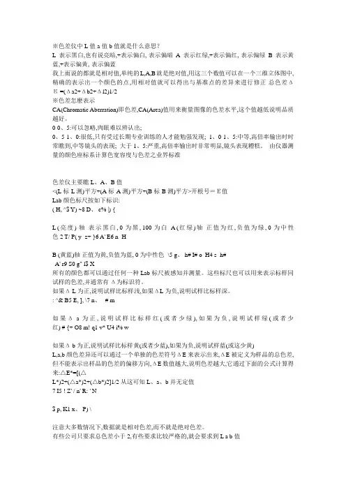 ※色差仪中L值a值b值