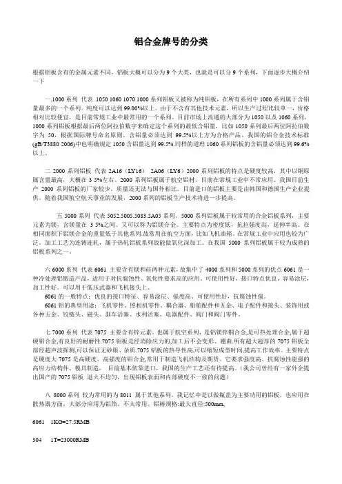 铝合金牌号的分类
