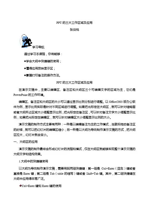张剑悦-PPT的三大工作区域及应用