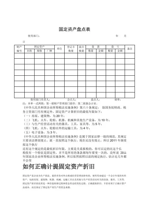 固定资产盘点表