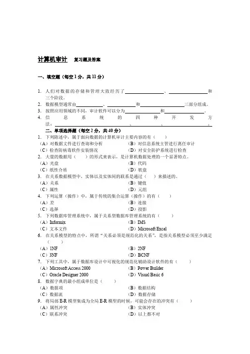 计算机审计  复习题 2