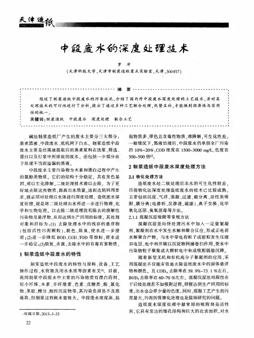 中段废水的深度处理技术