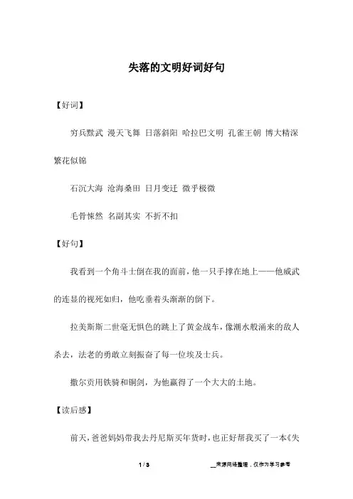 失落的文明好词好句
