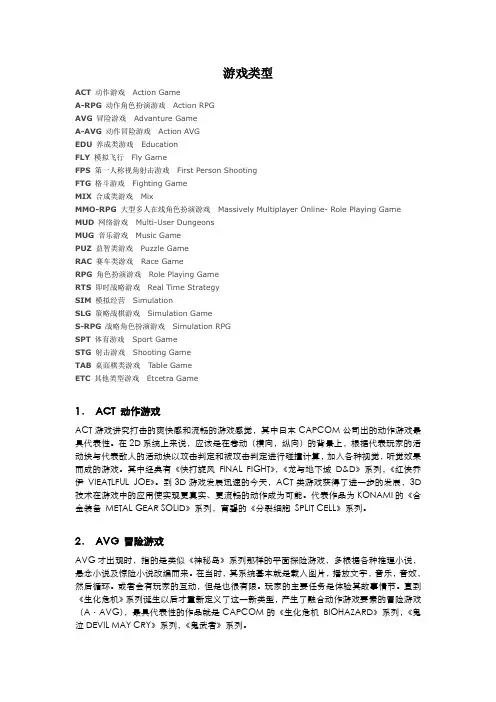 游戏类型有哪些