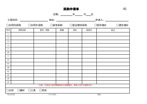 采购申请单模版