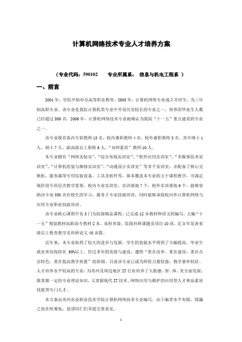 计算机网络技术专业人才培养方案_昆山