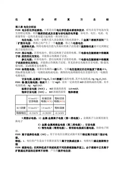 仪器分析复习总结
