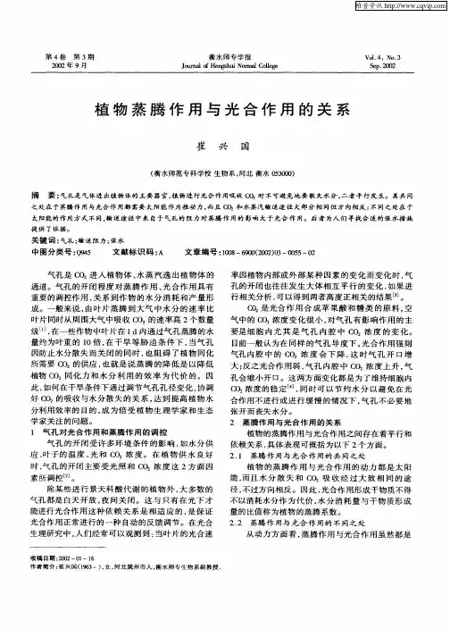 植物蒸腾作用与光合作用的关系