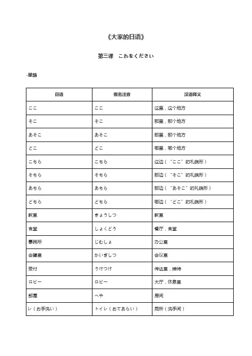《大家的日语》-第三课 