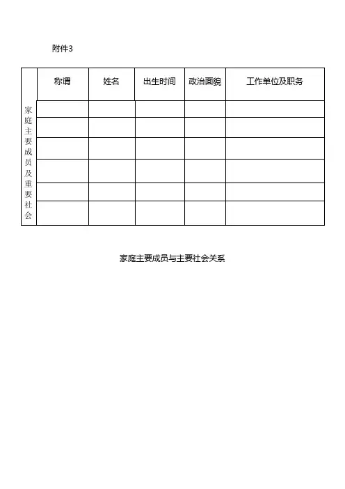 家庭主要成员和主要社会关系家庭主要社会关系成员