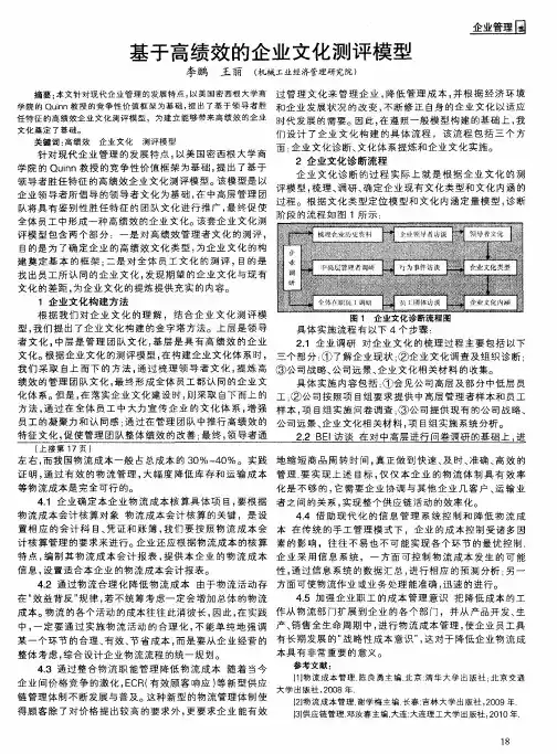 基于高绩效的企业文化测评模型