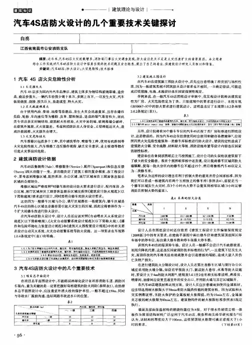 汽车4S店防火设计的几个重要技术关键探讨