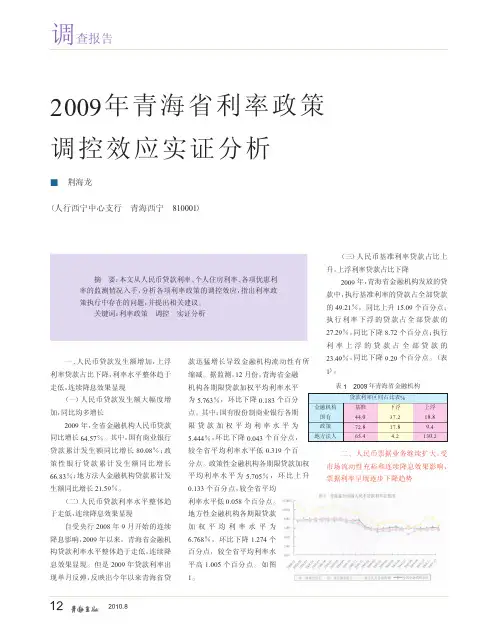 2009年青海省利率政策调控效应实证分析