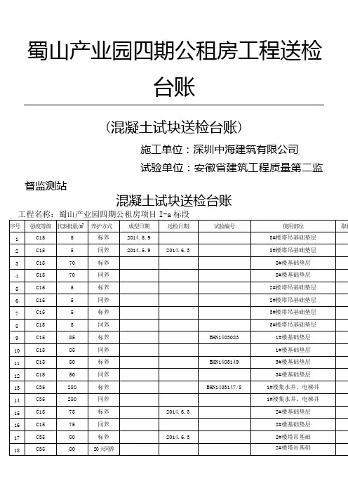 混凝土试块送检记录