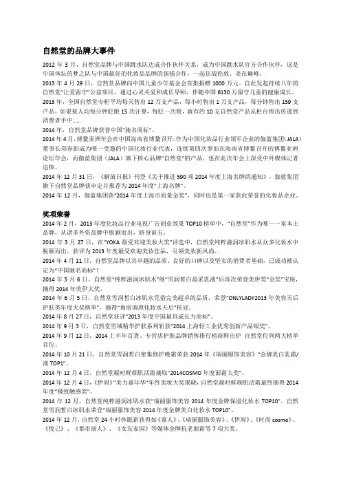 自然堂品牌大事件