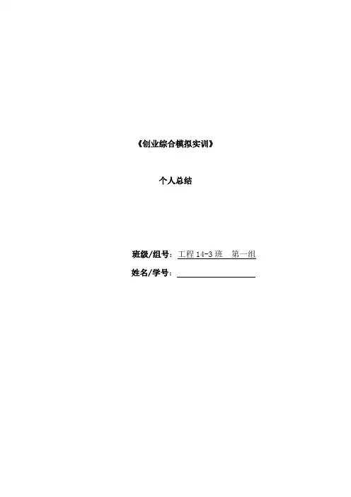 《创业综合模拟实训》--个人总结