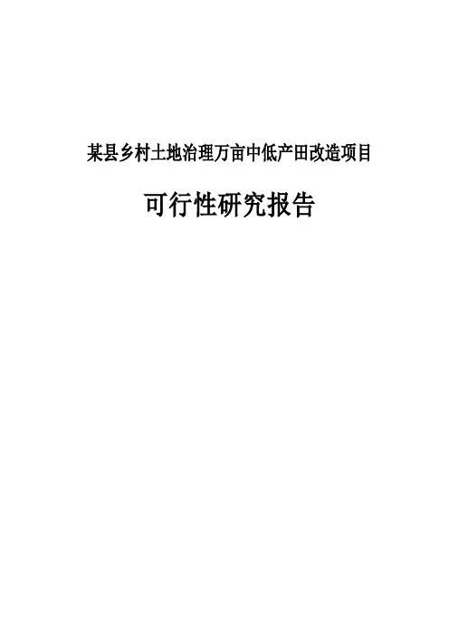 某县乡村土地治理万亩中低产田改造项目可行性研究报告