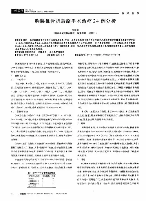 胸腰椎骨折后路手术治疗24例分析