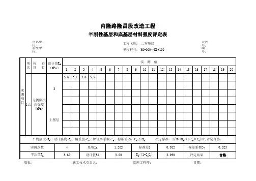 无侧限抗压强度汇总评定