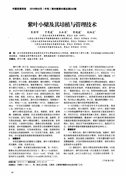 紫叶小檗及其培植与管理技术