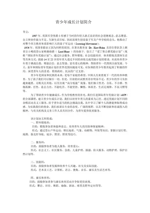 青少年成长计划简介