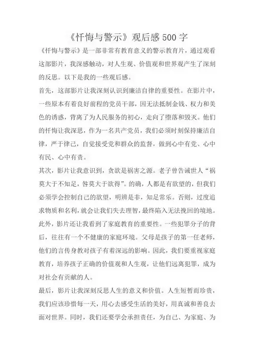 《忏悔与警示》观后感500字