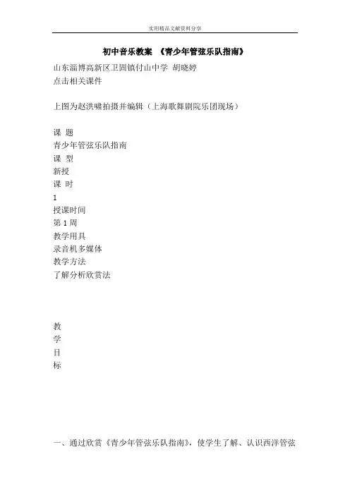 初中音乐教案 青少年管弦乐队指南