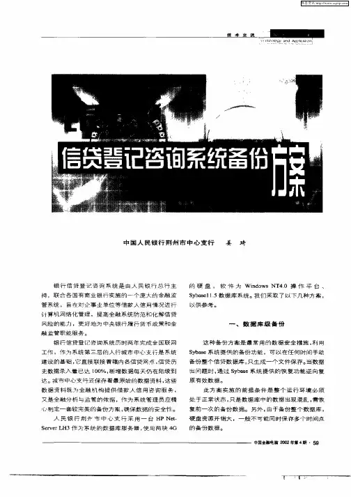 银行信贷登记咨询系统备份方案