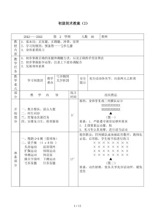初级剑术教案
