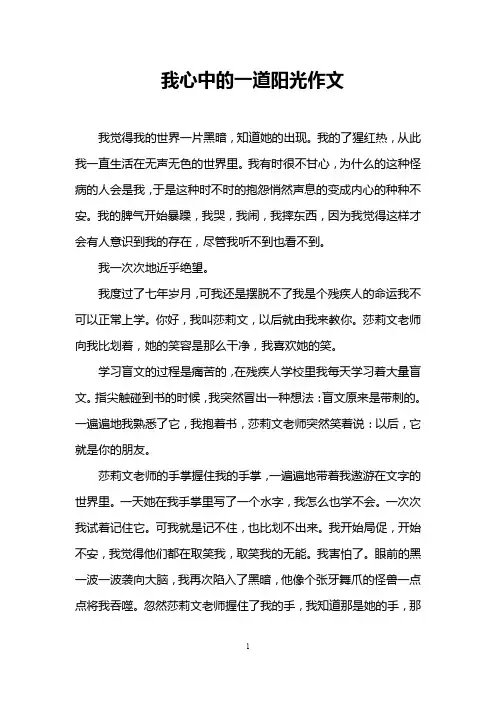 我心中的一道阳光作文