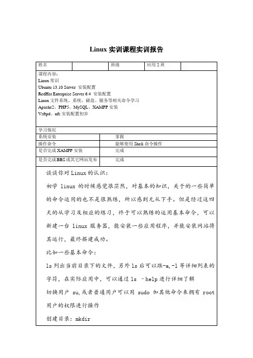 linux实训报告