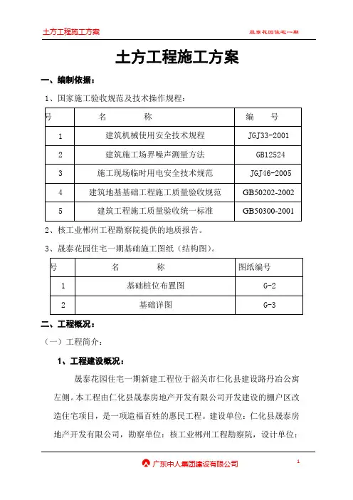 晟泰花园住宅一期工程施工方案