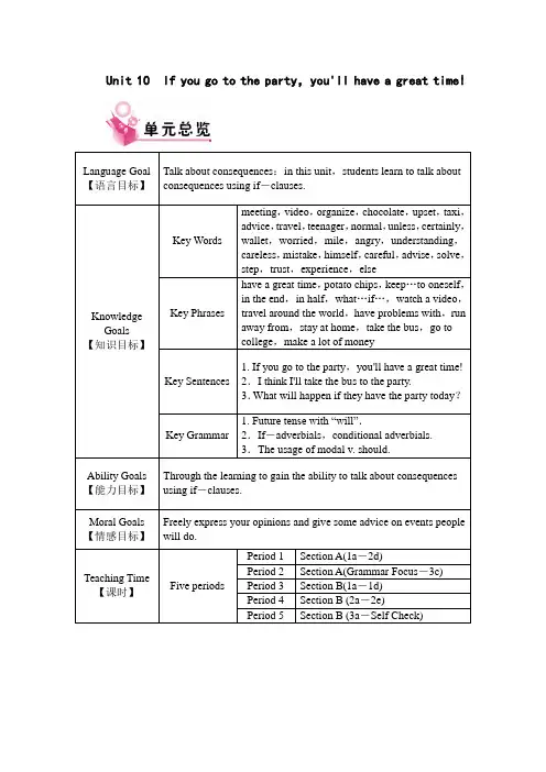 人教版初中英语八年级上册Unit-10-教案