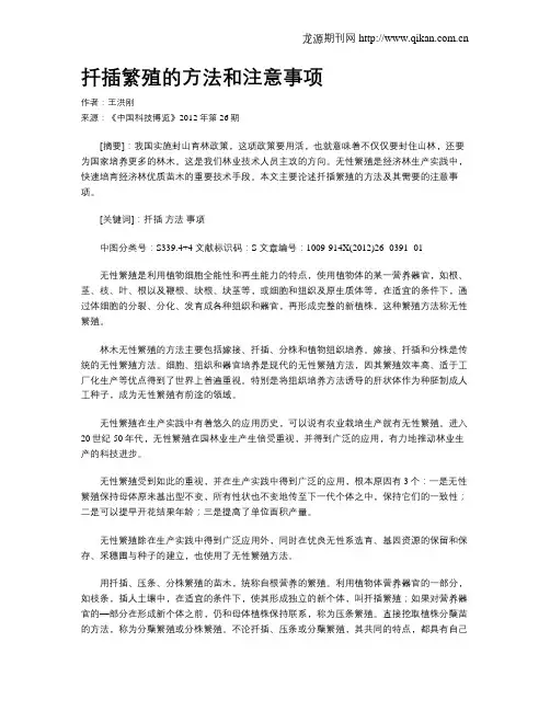 扦插繁殖的方法和注意事项