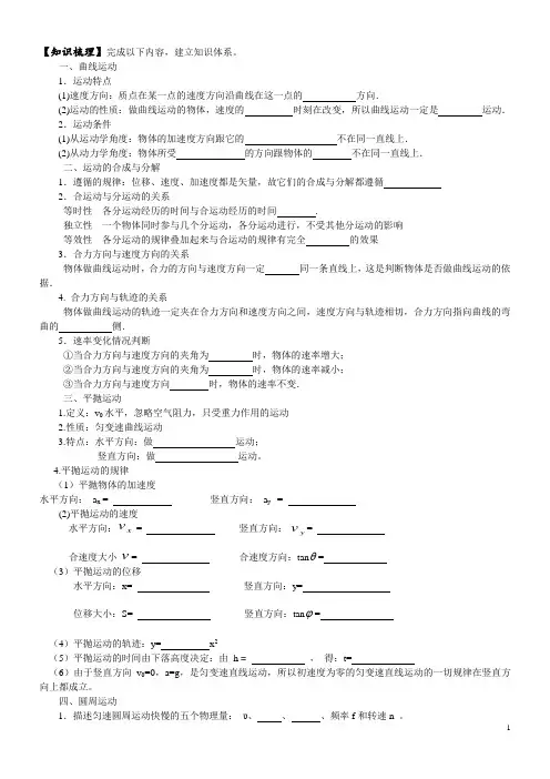 曲线运动章末复习