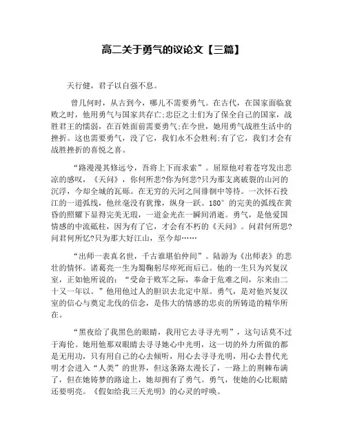 高二关于勇气的议论文【三篇】