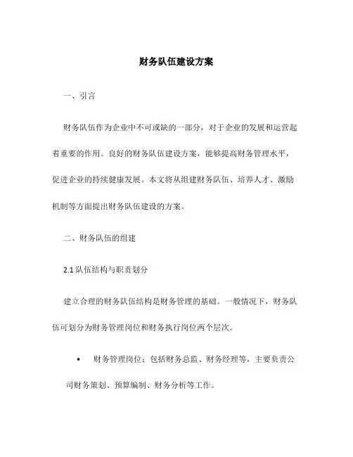 财务队伍建设方案