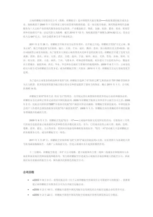 云南几大航空公司简介