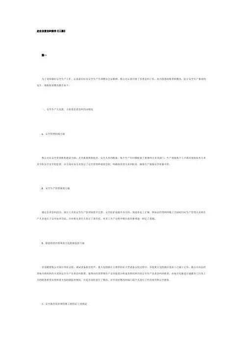 企业自查自纠报告