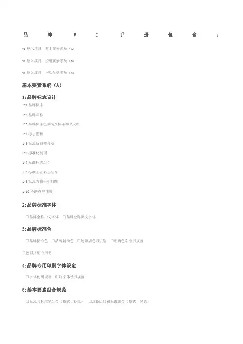 品牌VI手册包含